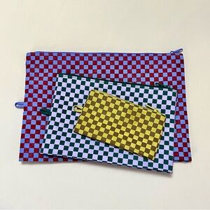 baggu go pouch bag set jewel checks